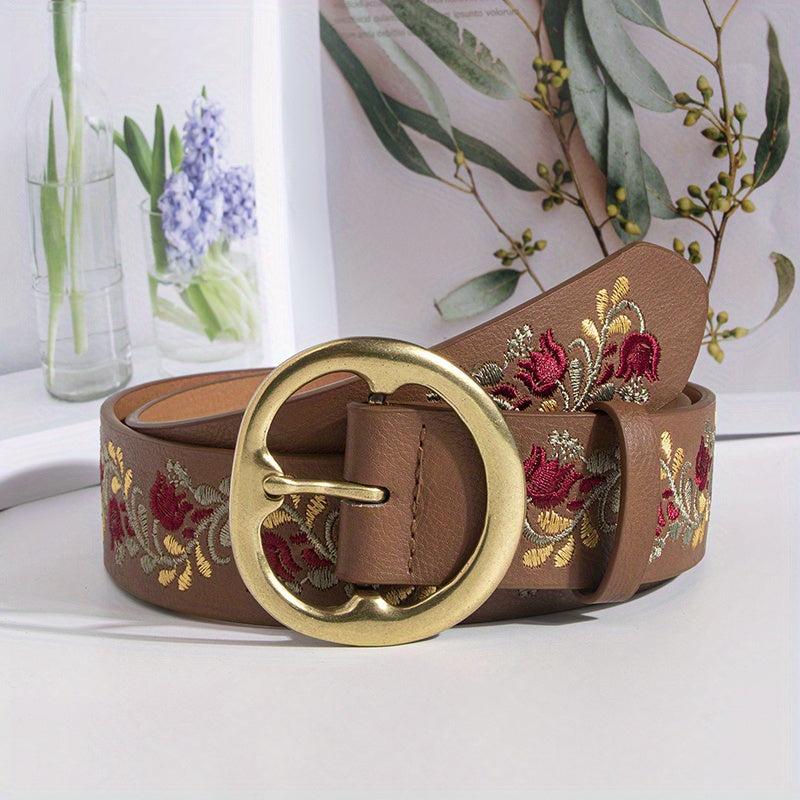 Boho Flower Embroidery Belt for Women
