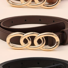 Triple Ring Buckle Thin Belt Set for Women