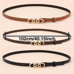 Triple Ring Buckle Thin Belt Set for Women