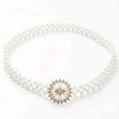 Faux Pearl Elastic Girdle Butterfly Bow Chain Belt