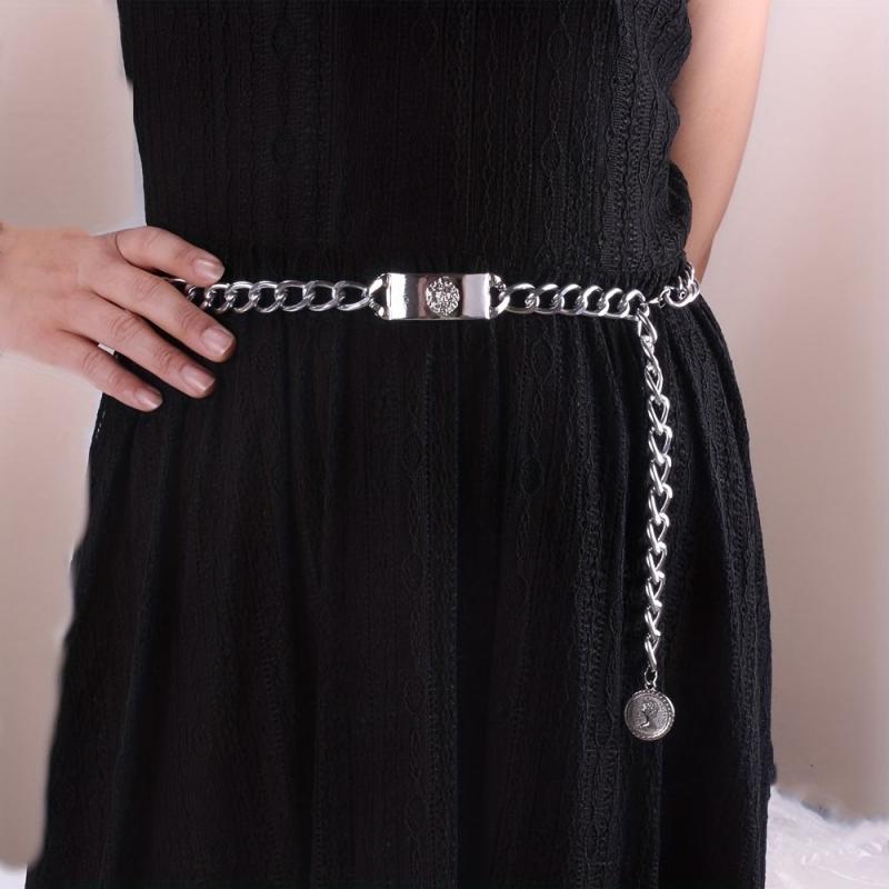 Vintage Lion Head Waist Chain Golden Metal Chain Belt Punk Body Jewel