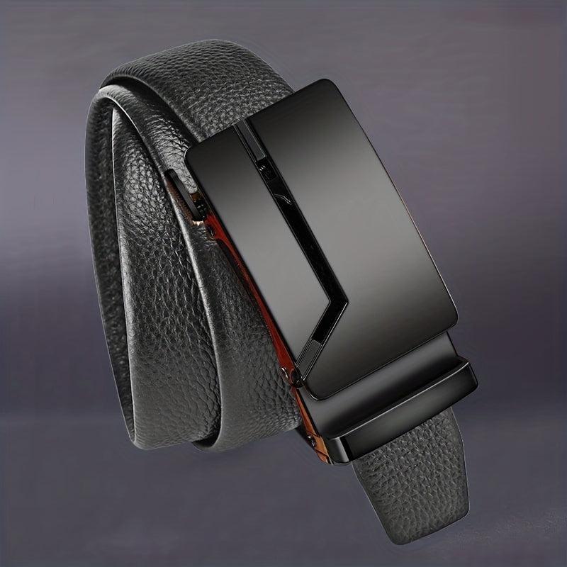 Men's Formal Leather Belt with Automatic Buckle