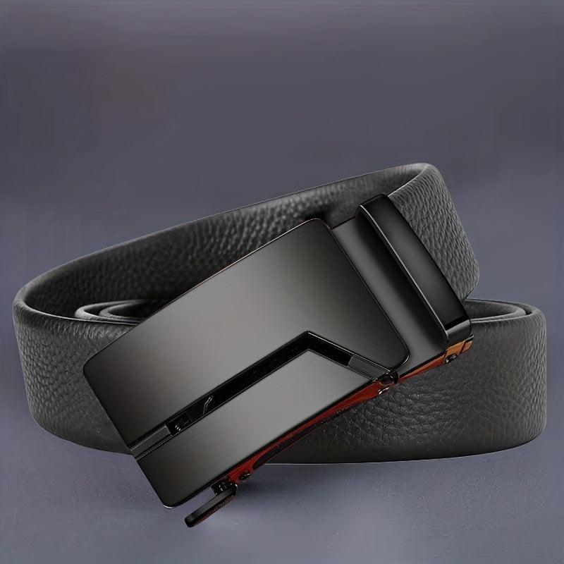 Men's Formal Leather Belt with Automatic Buckle