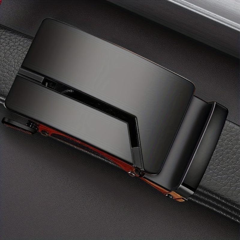 Men's Formal Leather Belt with Automatic Buckle