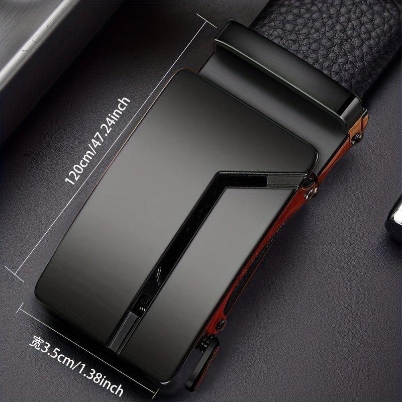 Men's Formal Leather Belt with Automatic Buckle