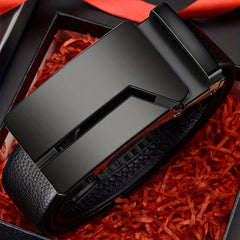 Men's Formal Leather Belt with Automatic Buckle