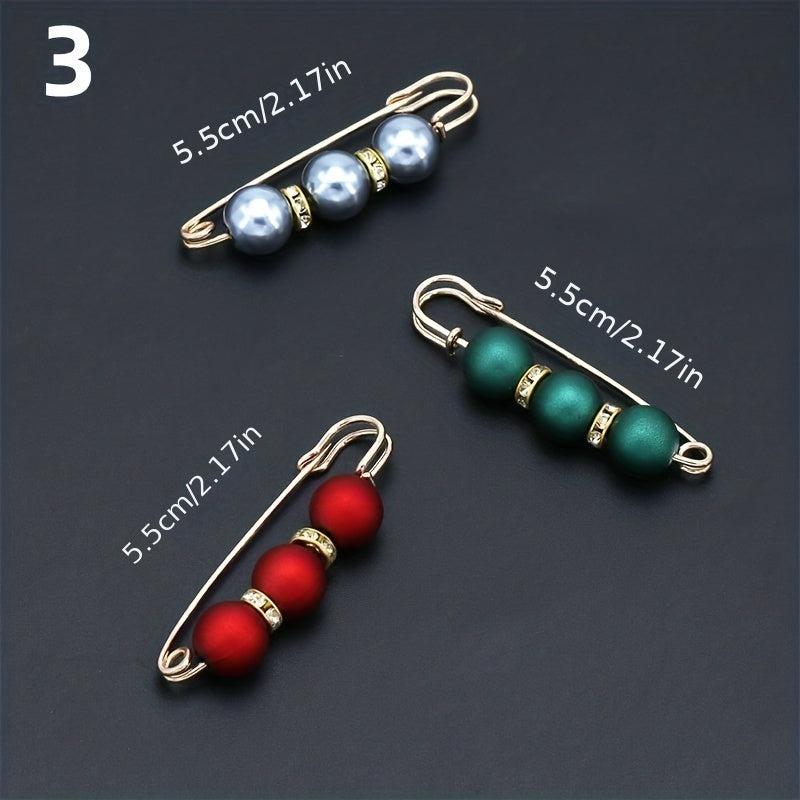3pcs Faux Pearl Brooch Waist Pins Set