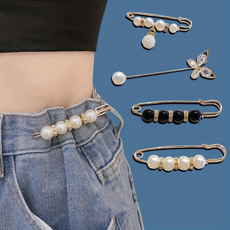 3pcs Faux Pearl Brooch Waist Pins Set
