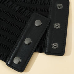 Women Stretch Buckle Corset Belt Wide Tassel Elastic High Waist Dress Belt