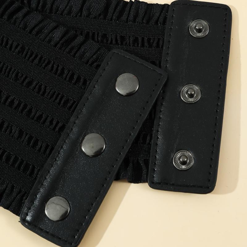 Women Stretch Buckle Corset Belt Wide Tassel Elastic High Waist Dress Belt