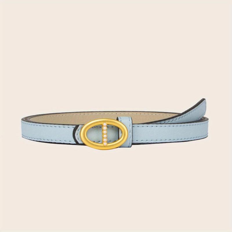 Vintage Oval Buckle PU Belt Solid Waistband Classic Jeans Pants Belt