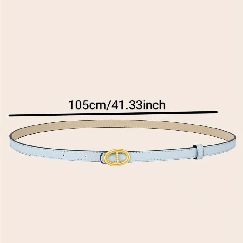 Vintage Oval Buckle PU Belt Solid Waistband Classic Jeans Pants Belt