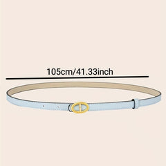Vintage Oval Buckle PU Belt Solid Waistband Classic Jeans Pants Belt