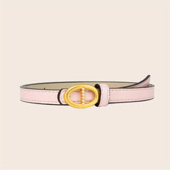 Vintage Oval Buckle PU Belt Solid Waistband Classic Jeans Pants Belt