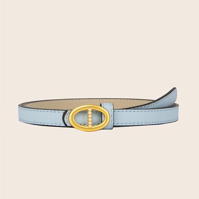 Vintage Oval Buckle PU Belt Solid Waistband Classic Jeans Pants Belt