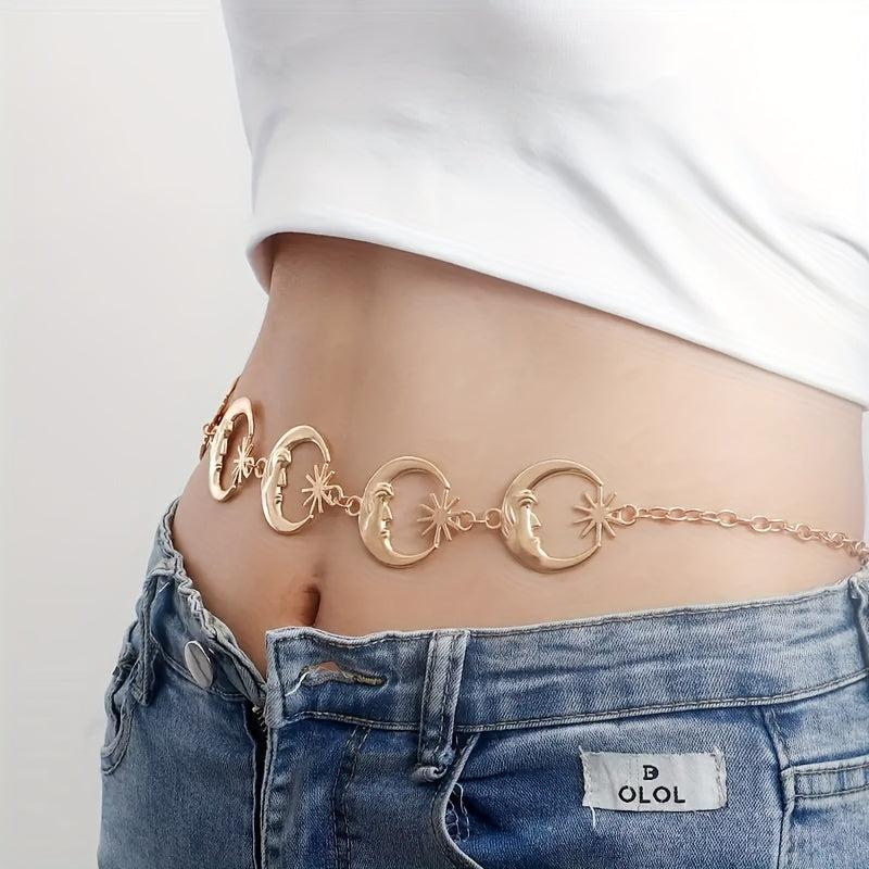 Y2K Moon Star Waist Chain for Women