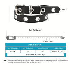 Punk Eyelet PU Leather Belt Unisex Solid Rock Belt For Jeans Dresses