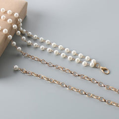 Vintage Faux Pearl Waist Chain Thin Belt