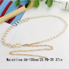 Vintage Faux Pearl Waist Chain Thin Belt