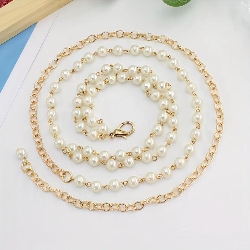 Vintage Faux Pearl Waist Chain Thin Belt