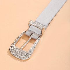 Sparkly PU Leather Belt Y2K Silvery Waistband Unisex Hip Hop