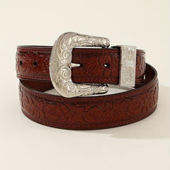 Vintage Engraved Buckle Belt Embossed PU Leather Belt For Women
