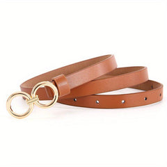 Double O Ring Buckle Thin Belt Casual Jeans Pants Coat Dress Girdle