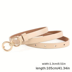 Double O Ring Buckle Thin Belt Casual Jeans Pants Coat Dress Girdle