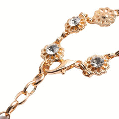 Crystal Flower Waist Chain Silvery Belly Chain