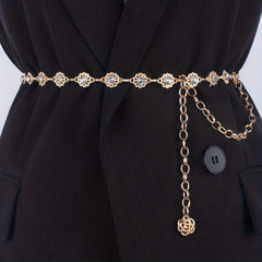 Crystal Flower Waist Chain Silvery Belly Chain