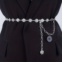 Crystal Flower Waist Chain Silvery Belly Chain