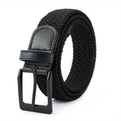 Braided Leather Belt Elastic Alloy Pin Buckle Belt