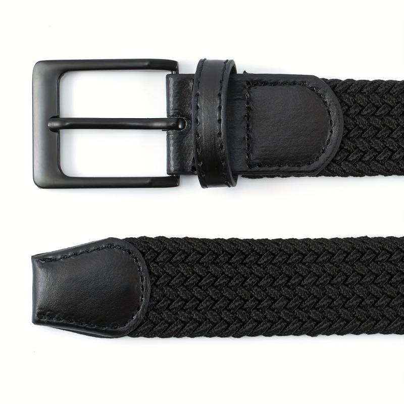 Braided Leather Belt Elastic Alloy Pin Buckle Belt