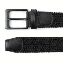 Braided Leather Belt Elastic Alloy Pin Buckle Belt