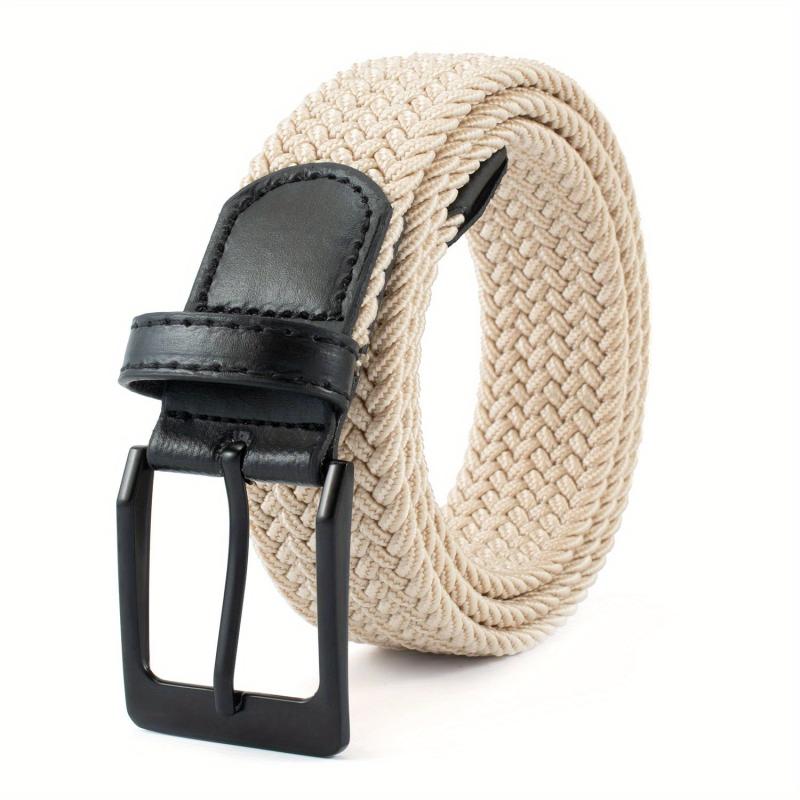 Braided Leather Belt Elastic Alloy Pin Buckle Belt