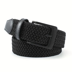 Braided Leather Belt Elastic Alloy Pin Buckle Belt