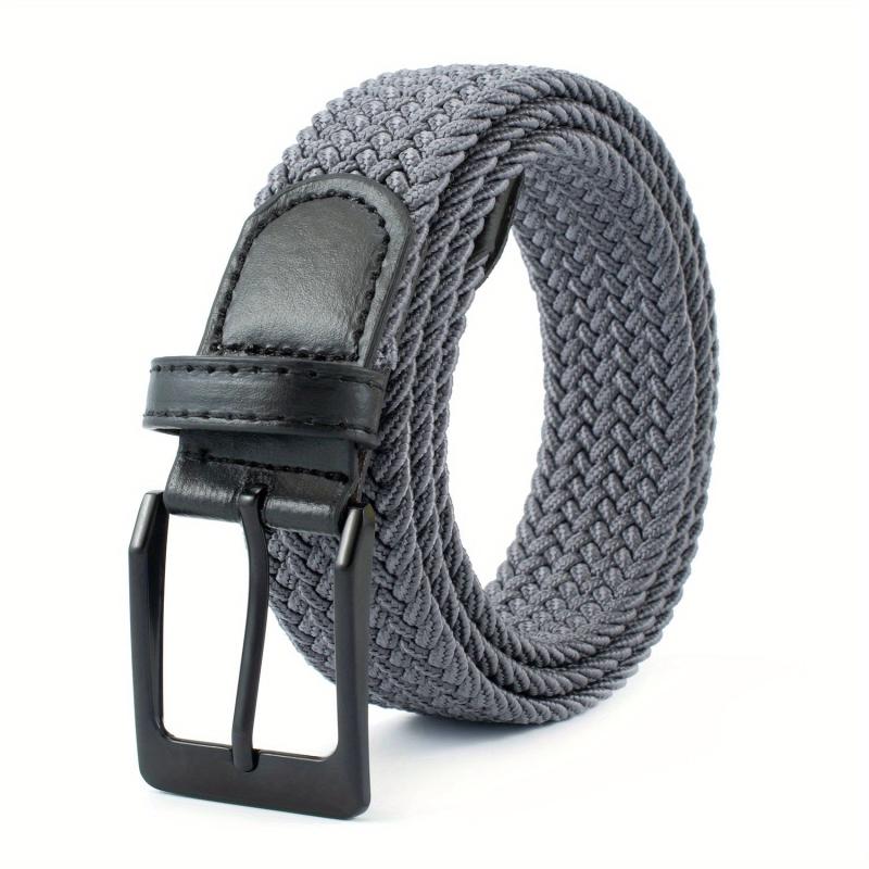 Braided Leather Belt Elastic Alloy Pin Buckle Belt