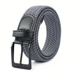 Braided Leather Belt Elastic Alloy Pin Buckle Belt