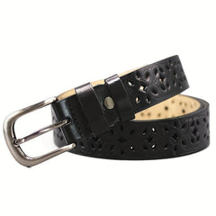 Vintage Flower Hollow Out Belt Boho PU Leather Belt for Women