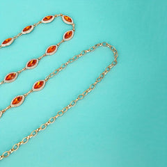 Red Crystal Inlaid Waist Chain Golden Belly Chain Vintage Girdle