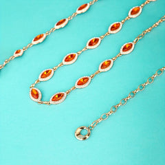 Red Crystal Inlaid Waist Chain Golden Belly Chain Vintage Girdle