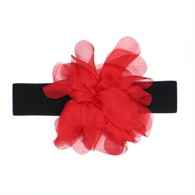 Boho Flower Decor Elastic Waistband Dress Belt