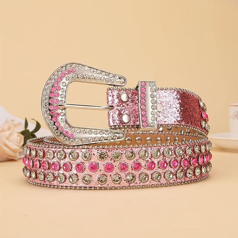 Colorful Rhinestone Western Belt for Women