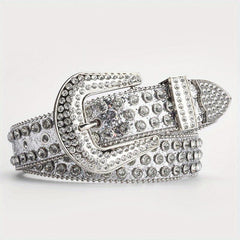 Y2K Rhinestone Skull Belt Sequin Leather Waist Gothic Cowboy Belts
