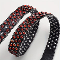 Y2K Rhinestone Skull Belt Sequin Leather Waist Gothic Cowboy Belts
