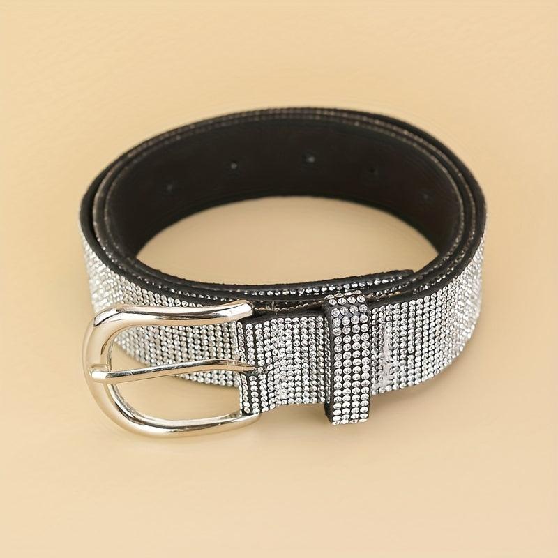 Sparkling Rhinestone Belt Y2K Buckle Jeans Bling Waistband