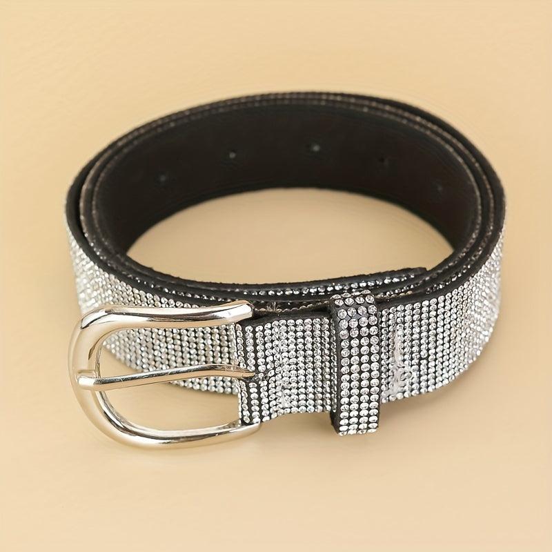 Sparkling Rhinestone Belt Y2K Buckle Jeans Bling Waistband