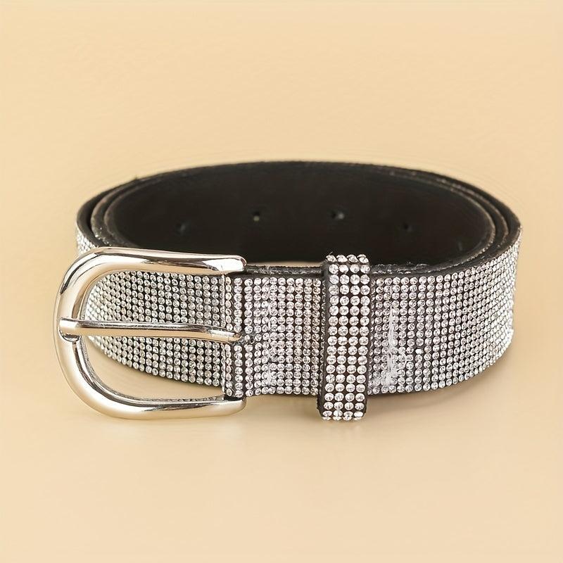 Sparkling Rhinestone Belt Y2K Buckle Jeans Bling Waistband