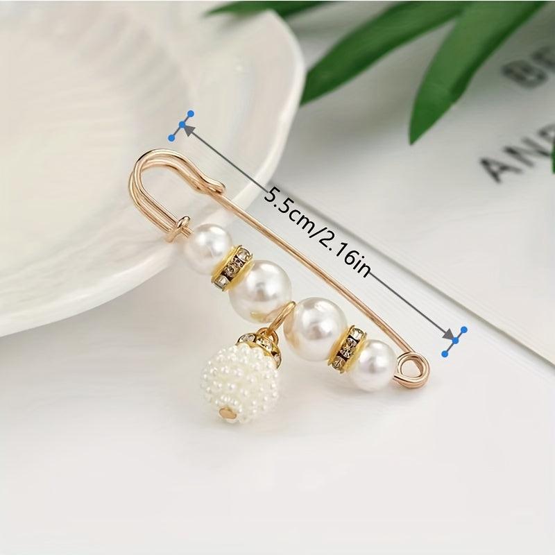 2pcs Pearl Beads Trousers Waist Pin Set Casual Clothes Brooch Accessories