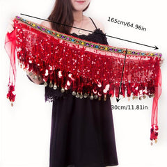 Boho Belly Dance Hip Scarf Long Tassel Gem Belt Indian Dance Girdle